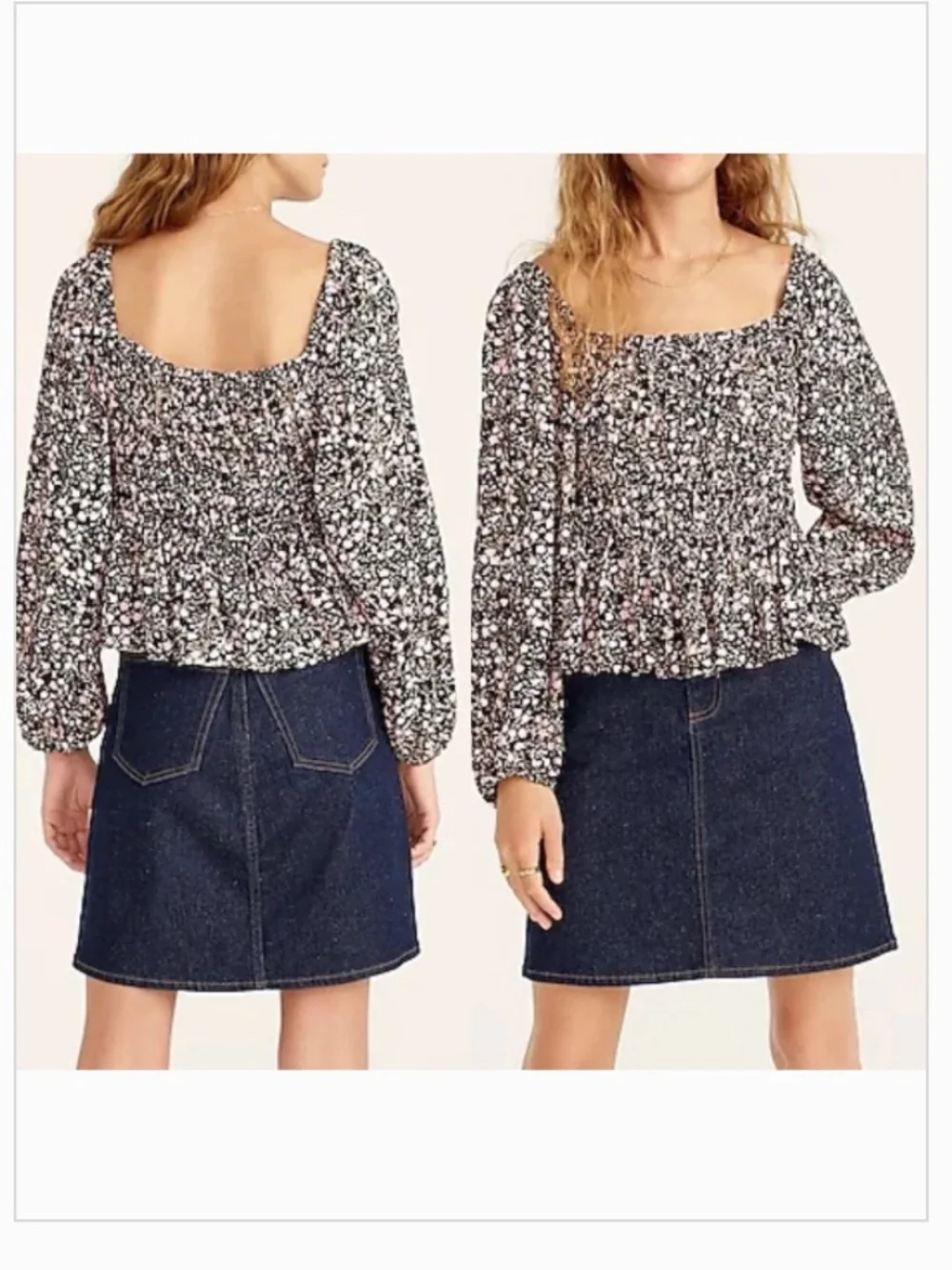 J Crew Puff sleeve Crepe top with peplum, size Medium